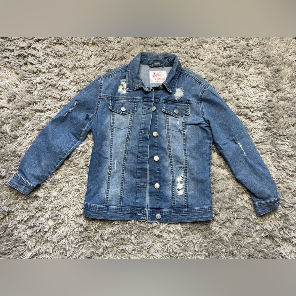 *SOLD* Justice Girls Size 8 Distressed Jean Jacket